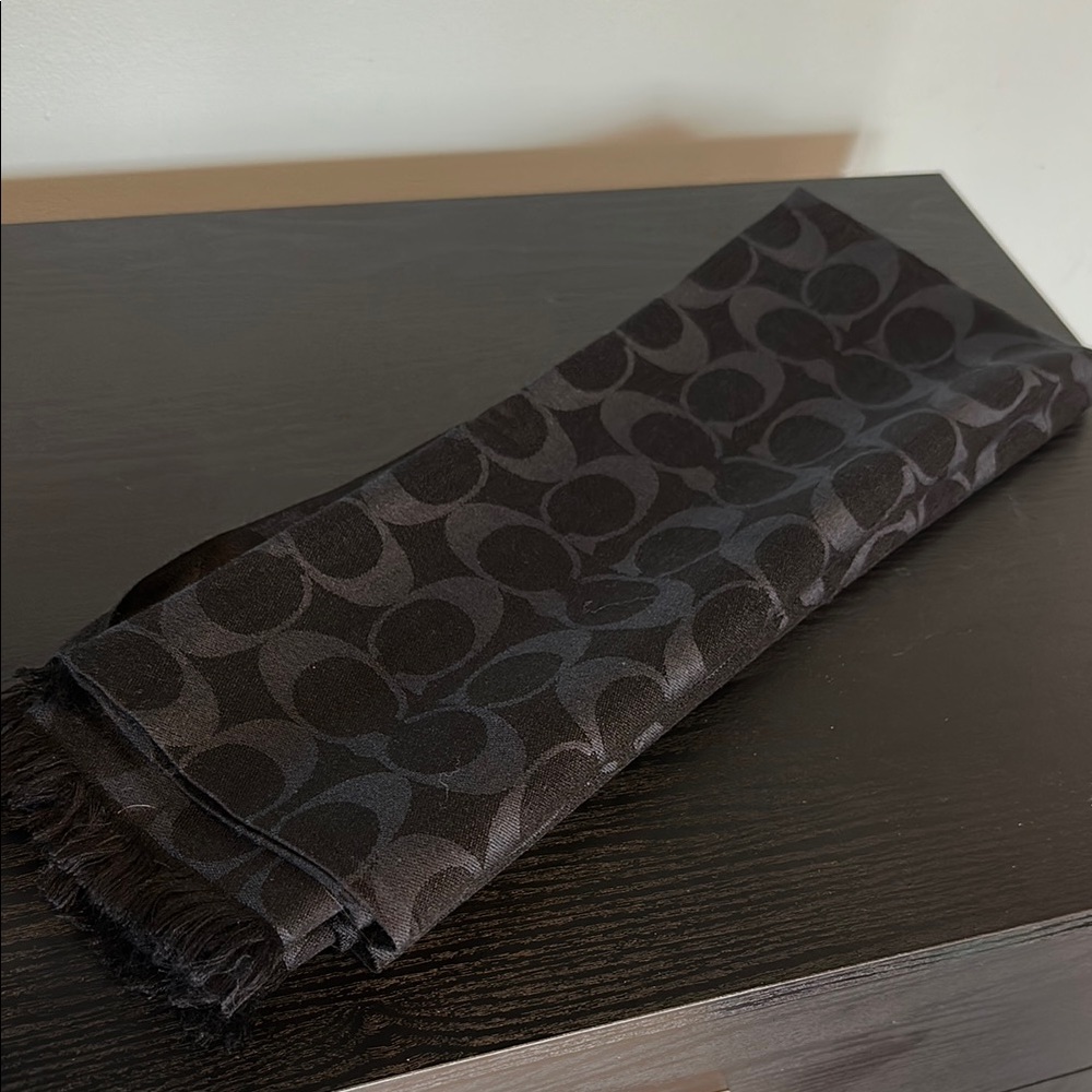 Black Patterned Silk Scarf